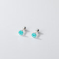 wholesale S925 Silver Drip Glaze Colorful Rotating Thread Earrings Minimalist Round Smiley Expression Summer Small Earrings M00135-0-4