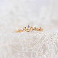 wholesale S925 Sterling Silver Red Elk Japanese Lily of the Valley Language Ring for Women, Hollow Crown Lace Retro Luxury Elegant Ring-BZ0776-Gold US size 7