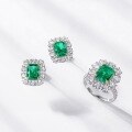 wholesale S925 Silver Plated with 18K Gold, Cross-Border New Retro European and American Style Emerald Earrings with High-Carbon Diamonds Wholesale-0-3