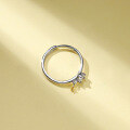 wholesale S925 Sterling Silver Zircon Minimalist Star Pendant Open Ring for Women, Korean Style Index Finger Single Ring Accessory-0-2