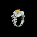 wholesale 925 Silver Gold-Plated Ring with High Carbon Diamond, Radiant Fancy Yellow, Luxury Banquet Dress Jewelry for Women-0-2