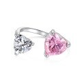 wholesale S925 Sterling Silver Cross-Border Women's Ring with 8A Ice Flower Zircon, Sparkling Pink Geometric High-Carbon Diamond, Fresh and Sweet-0-16