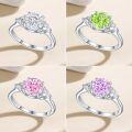 wholesale S925 Sterling Silver 2ct Flame Ice Cut Ring European and American High-End Sense 8*8 Color Gem High Carbon Diamond Heart-Shaped Love Women's Ring-0-2