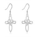 wholesale 925 Sterling Silver Cross Earrings for Women, European and American Minimalist Heart Celtic Knot Hook Earrings-0-4