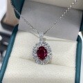 18K Gold Laboratory-Cultivated 2ct Oval Fancy Diamond Pendant Necklace-0-2