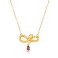 wholesale S925 Sterling Silver Original Design Chinese Style Gold Coiling Serpent Necklace for Women, Ancient Style, Inlaid with Garnet Wholesale-0-4