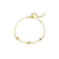 wholesale S925 Sterling Silver FarFan Evil Eye Necklace with Micro-Set Zirconia, French-style Choker-L727-Gold 925 Silver