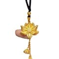 wholesale Metal Material: Imitation Gold Lotus Pendant, Two Lives of Joy Ancient Method Imitation Gold Lotus Pendant DIY Necklace Sweater Chain Accessory-0-4
