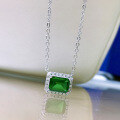 wholesale S925 Silver Necklace with Vintage 6*8 Emerald Cut Pendant, Summer Versatile Women's Jewelry, Hot Sale in Live Streams-0-2