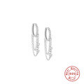 wholesale 925 Sterling Silver Diamond Accent Chain Drop Earrings, Cold Style Creative Ear Cuffs-0-4