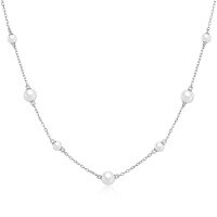 wholesale S925 Sterling Silver Classic Small And Large Pearl Necklace,ins-Platinum 925 silver