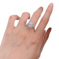 wholesale S925 Sterling Silver New 3ct High Carbon Diamond Ring with Bow Knot and Gold-Tone Prong Setting-0-4