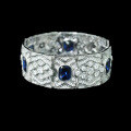 wholesale 925 Silver Gold-Plated Bracelet with High-Carbon Diamonds, Royal Blue, Art Deco Retro Versatile Jewelry for Women-0-0