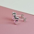 wholesale S925 Sterling Silver Adorable Cat Resin Pink Zircon Earrings, Forest-Inspired Fashionable and Unique Design, Student Style Women's Earrings-0-1