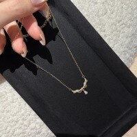 wholesale S925 Sterling Silver Alice Princess Crown Lace Teardrop Necklace, Small and Exquisite, High-End Sense, Sweet Collarbone Chain-Gold 925 silver