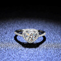 925 Silver Moissanite Ring Heart Cut Hollow Solitaire-0-1