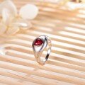 wholesale Silver Plated Gold, Small Niche Design Heart-shaped Inlaid with 1 Carat Lab-grown Ruby Ring for Women, Sweet and Versatile-0-2