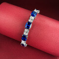 wholesale Metal material in the front, the Mu Jing Jewelry live bestseller Royal Blue full diamond bracelet 8*10 for women, a stylish and elegant luxury style-0-1