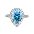 wholesale S925 Sterling Silver 4-Carat Teardrop Pear-Shaped Moissanite Women's Ring Jewelry High-End Accessories-0-7