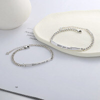 wholesale 925 Sterling Silver Korean-style Creative 8023 You1314 Couple Bracelet with Interlocking Chain and Versatile Design-YS147/Women's model, approximately 5.5g>925 silver