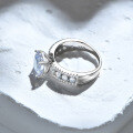 wholesale S925 Sterling Silver Cross-Border Wholesale 3-Carat Square Colored Moissanite Women's Ring Silver Jewelry Accessories High-End-0-2