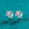 S925 Sterling Silver Moissanite Square Stud Earrings for Women-0-7