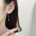 wholesale S925 Sterling Silver Bow with Crystal Accents and Tassel Drop Earrings, Korean Style Advanced Ear Care Earrings for Sensitive Ears, High-End Elegance-0-2