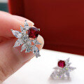 wholesale S925 Sterling Silver Minimalist Versatile 5*5 Ruby Stud Earrings for Women, One-Click Dropshipping-0-1