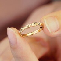 wholesale S925 Silver New Twisted Ring for Women Wedding Band Ins Internet Celebrity Simple Minimalist Style-R135 Yellow No. 8