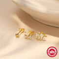 wholesale S925 Sterling Silver minimalist round ball bow knot crystal earrings set, Korean style small batch design-0-3
