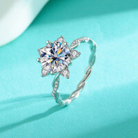 wholesale Sterling Silver 3ct Moissanite Twist Ring Eight Hearts and Eight Arrows Cut Star Women's Ring Popular in Europe and America Diamond Women's Ring-3 carat (zircon) ring  size 7