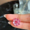 wholesale S925 sterling silver floral pendant French necklace for women, a small and luxurious accessory with imitation crystals-0-0