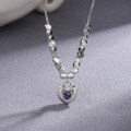 wholesale S925 Sterling Silver Heart-shaped Necklace for Women, Korean-style Collarbone Chain, Minimalist Accessory for Students, Internet-famous Personalized-0-1