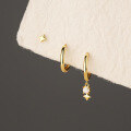wholesale S925 Sterling Silver Minimalist Star Earrings With Simple Hoop Design, Elegant And Versatile European-style Ear Accessories-0-2