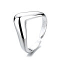 wholesale S925 Sterling Silver Irregular Korean Style Smooth V-Shaped Open Ring Minimalist and Versatile-0-4