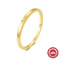 wholesale S925 Sterling Silver New Moon Diamond Engagement Ring, Trendy and Elegant for Daily Wear-Gold #5&gt;7