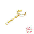 wholesale S925 Sterling Silver Single Row Diamond-Encrusted Tassel Ear Clips, Korean Style-0-4