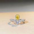 wholesale S925 Sterling Silver Crown Inauguration Ring for Women with Teardrop Yellow Zircon, Ice-Cut High Carbon Diamond, and Colored Gemstones – A Light Luxury Piece-0-4