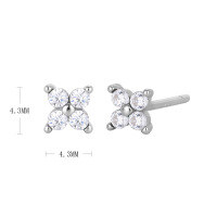 wholesale 925 Sterling Silver Zircon Flower Star Stud Earrings for women-925 silver platinum-white 925 silver