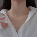 wholesale S925 silver advanced diamond-inlaid hollow butterfly necklace for women, small and niche minimalist style, internet-famous collarbone chain D9189-0-2