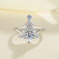 wholesale S925 Sterling Silver Cross-Border Moissanite Colorful Diamond Christmas Tree Full Diamond Ring for Women, High-End Fashion Personalized Silver Jewelry-0-1