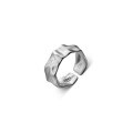 wholesale S925 Sterling Silver Matte Irregular Index Finger Ring with Concave-Convex Surface Minimalist Wide Wave Geometric Ring J9011-0-4