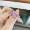 wholesale PT950 Sterling Silver Pink Ice Cut Ring with Cherry Pink Diamond and High Carbon Diamond, Precision Crafted Version Plated with PT950 Platinum-0-1