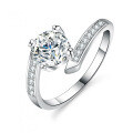 925 Silver Moissanite Ring Four-Prong Classic Solitaire Women's Style-0-2
