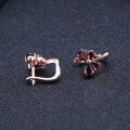 wholesale Rose Gold Plated S925 Silver Garnet Earrings, European and American New Luxury Style Inlaid with Natural Colored Gemstone Stud Earrings-0-2
