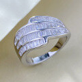 wholesale S925 Sterling Silver Wide Zircon Row Diamond Inlaid High-End Luxury Ring for Women, Premium Live Stream-0-2