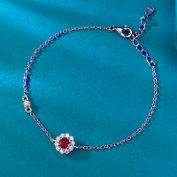 wholesale S925 silver new 40-point pigeon blood ruby bracelet, small trendy design bracelet for women, hot sale on Xiaohongshu-B118 Red Diamond Bracelet>925 Silver