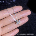 S925 Silver D Color Moissanite Four-Leaf Clover Pendant Necklace-0-1