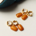 wholesale S925 Silver Wholesale Natural Russian Amber Vintage Wax Ear Clasps New Live Streaming Supply Chain Earrings-0-1