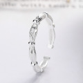 wholesale S925 Sterling Silver Twist Ring with Interlocking Band, Adjustable Opening, Niche Index Finger Ring, Xiaohongshu Same Style-0-0